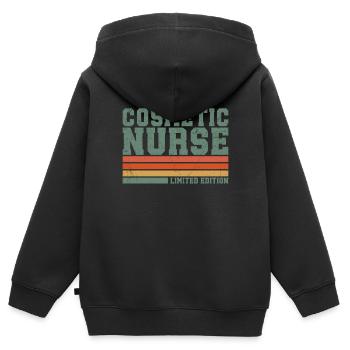 Infirmière esthétique Infirmière esthétique - Sweat Premium à capuche zippé enfant bio - noir - Dos - AI Model Kid Male (0cm)