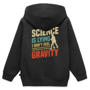 Pogo-stick Die Wissenschaft Lügt Ich Spüre Die - Kinder Premium Organic Zip Hoodie - Schwarz - Hinten - AI Model Kid Male (0cm)