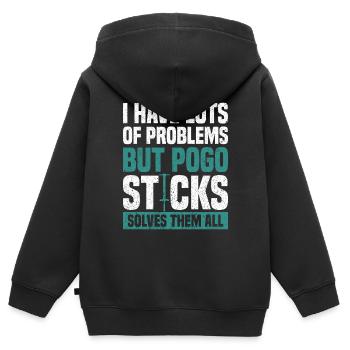 Ich Habe Viele Probleme, Aber Pogo Stick Jumping - Kinder Premium Organic Zip Hoodie - Schwarz - Hinten - AI Model Kid Male (0cm)