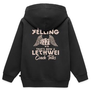 „ich Schreie Nicht, So Redet Ein - Kinder Premium Organic Zip Hoodie - Schwarz - Hinten - AI Model Kid Male (0cm)