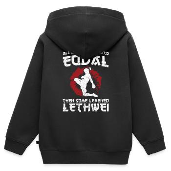 Alle Menschen Wurden Gleich Geschaffen, Damals - Kinder Premium Organic Zip Hoodie - Schwarz - Hinten - AI Model Kid Male (0cm)