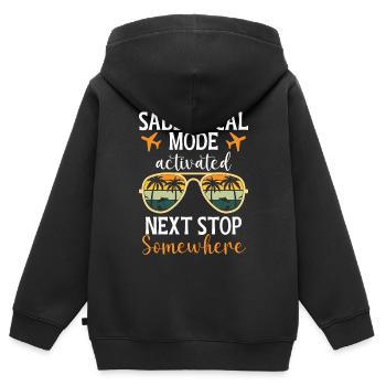 Mode sabbatique activé : prochain arrêt quelque part - Sweat Premium à capuche zippé enfant bio - noir - Dos - AI Model Kid Male (0cm)