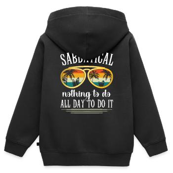 Congé sabbatique : Ne rien faire de la journée pour s’en sortir - Sweat Premium à capuche zippé enfant bio - noir - Dos - AI Model Kid Male (0cm)