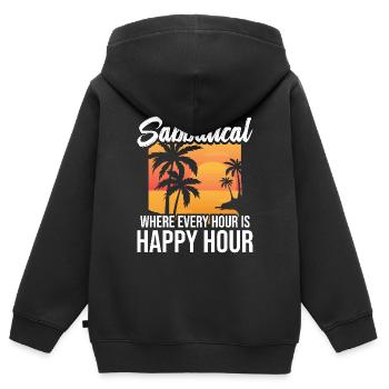Congé sabbatique, où chaque heure est l’heure de l’apéro - Sweat Premium à capuche zippé enfant bio - noir - Dos - AI Model Kid Male (0cm)