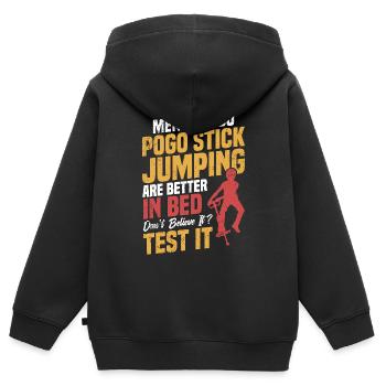 Männer, Die Pogo-stick-springen Machen, Sind - Kinder Premium Organic Zip Hoodie - Schwarz - Hinten - AI Model Kid Male (0cm)