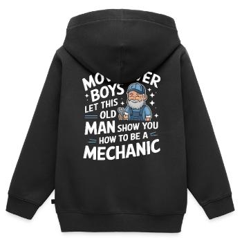 Mechanic Mechanic Workshop - Kids Premium Organic Zip-up Hoodie - black - Back - AI Model Kid Male (0cm)