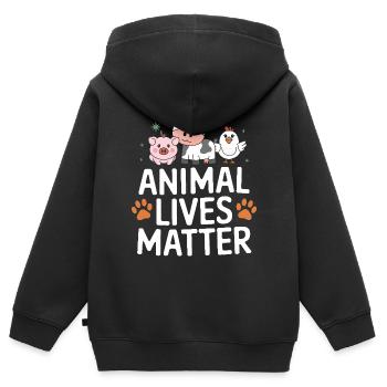 Végétarien Végétalien Végétarien Végétarien - Sweat Premium à capuche zippé enfant bio - noir - Dos - AI Model Kid Male (0cm)