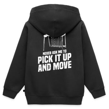 Bitten Sie Mich Nie, Es Aufzuheben Und Zu Bewegen. - Kinder Premium Organic Zip Hoodie - Schwarz - Hinten - AI Model Kid Male (0cm)