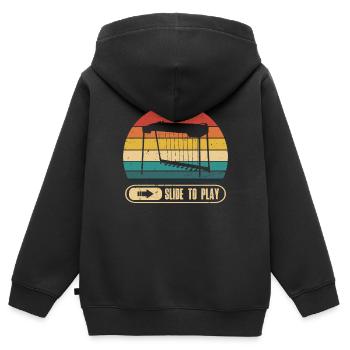 Je joue de la guitare pedal steel slide sur - Sweat Premium à capuche zippé enfant bio - noir - Dos - AI Model Kid Male (0cm)