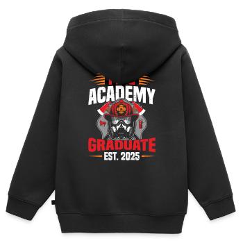 Fire Academy Absolvent Est 2025 - Kinder Premium Organic Zip Hoodie - Schwarz - Hinten - AI Model Kid Male (0cm)