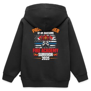 Stolze Vater Einer Awesome Fire Academy Survivor - Kinder Premium Organic Zip Hoodie - Schwarz - Hinten - AI Model Kid Male (0cm)