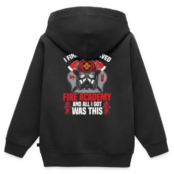 Ich Habe Schließlich Die Fire Academy Überlebt Und - Kinder Premium Organic Zip Hoodie - Schwarz - Hinten - AI Model Kid Male (0cm)