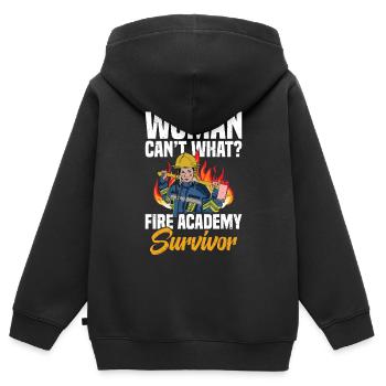 Frau Kann Nicht Was? Fire Academy Survivor - Kinder Premium Organic Zip Hoodie - Schwarz - Hinten - AI Model Kid Male (0cm)
