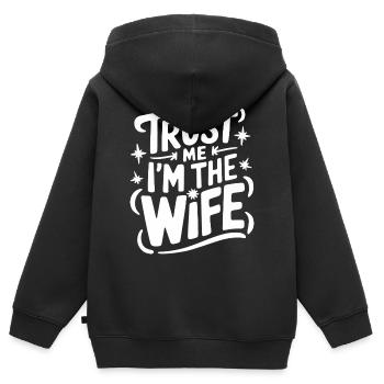 Frau Ehefrau Partnerin Familie Verheiratet - Kinder Premium Organic Zip Hoodie - Schwarz - Hinten - AI Model Kid Male (0cm)