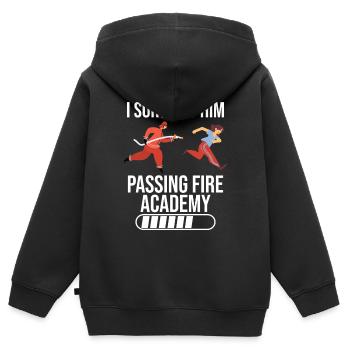 Ich Habe Ihn Überlebt, Wie Er Die Fire Academy - Kinder Premium Organic Zip Hoodie - Schwarz - Hinten - AI Model Kid Male (0cm)