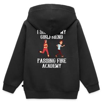 Ich Habe Meine Freundin Überlebt, Die Fire Academy - Kinder Premium Organic Zip Hoodie - Schwarz - Hinten - AI Model Kid Male (0cm)