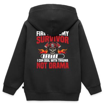 Überlebende Der Feuerakademie Ich Kann Mit Trauma - Kinder Premium Organic Zip Hoodie - Schwarz - Hinten - AI Model Kid Male (0cm)