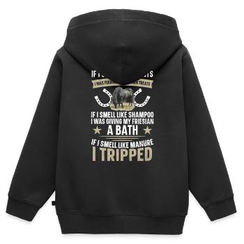 Wenn Ich Nach Münzen Rieche, Fütterte Ich Meinen - Kinder Premium Organic Zip Hoodie - Schwarz - Hinten - AI Model Kid Male (0cm)