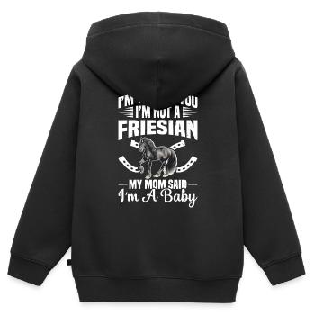 Je vous le dis, je ne suis pas frison, mon - Sweat Premium à capuche zippé enfant bio - noir - Dos - AI Model Kid Male (0cm)