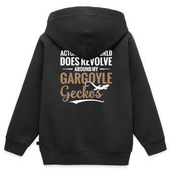 Eigentlich Dreht Sich Die Welt Um Meinen - Kinder Premium Organic Zip Hoodie - Schwarz - Hinten - AI Model Kid Male (0cm)