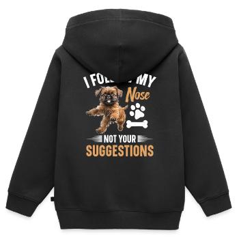 Je suis mon nez, pas vos suggestions - Sweat Premium à capuche zippé enfant bio - noir - Dos - AI Model Kid Male (0cm)