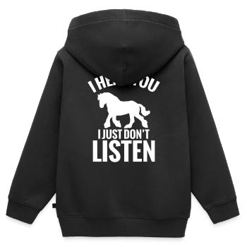 Percheron Horse Ich Höre Dich, Ich Höre Nur Nicht - Kinder Premium Organic Zip Hoodie - Schwarz - Hinten - AI Model Kid Male (0cm)