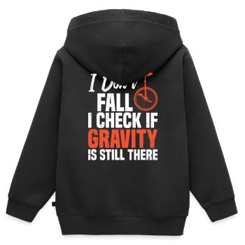 Ich Falle Nicht, Ich Prüfe, Ob Die Schwerkraft - Kinder Premium Organic Zip Hoodie - Schwarz - Hinten - AI Model Kid Male (0cm)