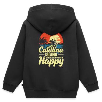 Catalina Island, Auf Der Jede Stunde Glücklich Ist - Kinder Premium Organic Zip Hoodie - Schwarz - Hinten - AI Model Kid Male (0cm)
