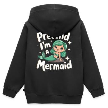 Sirène Fable Sirènes Conte de fées - Sweat Premium à capuche zippé enfant bio - noir - Dos - AI Model Kid Male (0cm)