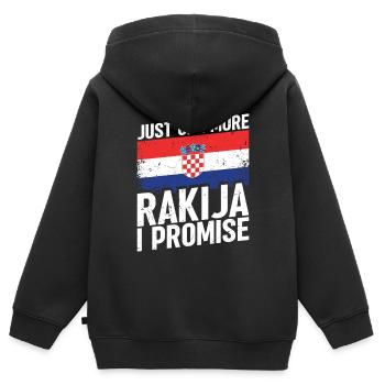 Nur Noch Ein Rakija Verspreche Ich - Kinder Premium Organic Zip Hoodie - Schwarz - Hinten - AI Model Kid Male (0cm)
