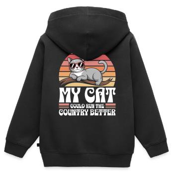 Meine Katze würde das Land besser regieren - Kinder Premium Organic Zip Hoodie - Schwarz - Hinten - AI Model Kid Male (0cm)