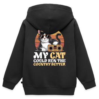 Meine Katze würde das Land besser regieren - Kinder Premium Organic Zip Hoodie - Schwarz - Hinten - AI Model Kid Male (0cm)