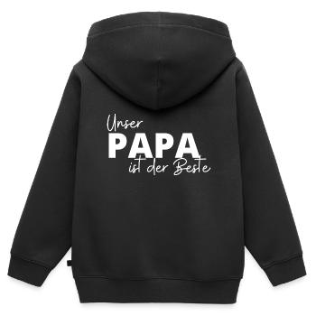 Papa ist der Beste - Kinder Premium Organic Zip Hoodie - Schwarz - Hinten - AI Model Kid Male (0cm)