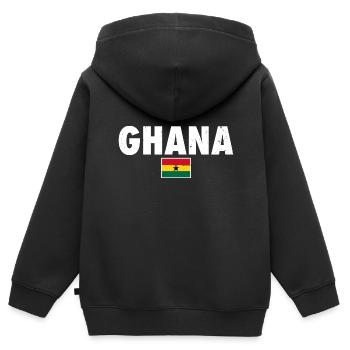 Ghana Ghanaische Flagge Ghanaer - Kinder Premium Organic Zip Hoodie - Schwarz - Hinten - AI Model Kid Male (0cm)