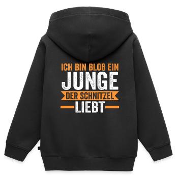 Schnitzel Junge Schnitzel Junge Geschenk - Kinder Premium Organic Zip Hoodie - Schwarz - Hinten - AI Model Kid Male (0cm)