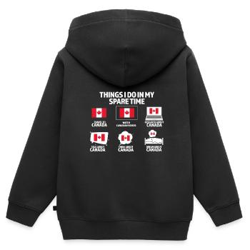 Canada Canada Canada Cadeau - Sweat Premium à capuche zippé enfant bio - noir - Dos - AI Model Kid Male (0cm)