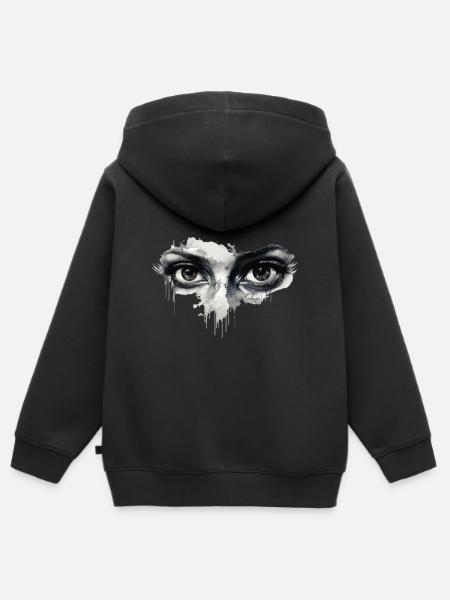 Augen parti am ablaufen - Kinder Premium Organic Zip Hoodie - Schwarz