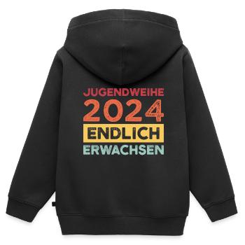 Jugendweihe 2024 Jugend Konfirmation Geschenk - Kinder Premium Organic Zip Hoodie - Schwarz - Hinten - AI Model Kid Male (0cm)