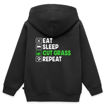 Rasen (Wiese) Rasenmäher - Kinder Premium Organic Zip Hoodie - Schwarz - Hinten - AI Model Kid Male (0cm)