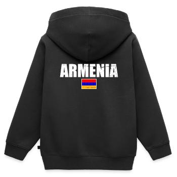 Armenia Armenien Armenisch Flagge Stolzer Armenier - Kinder Premium Organic Zip Hoodie - Schwarz - Hinten - AI Model Kid Male (0cm)