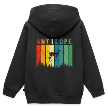 antilope retro design antilope Geschenk - Kinder Premium Organic Zip Hoodie - Schwarz - Hinten - AI Model Kid Male (0cm)