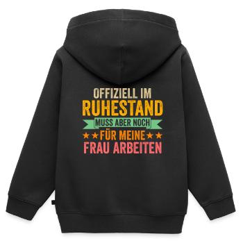 Ruhestand Rente Pensionierung Geschenk - Kinder Premium Organic Zip Hoodie - Schwarz - Hinten - AI Model Kid Male (0cm)
