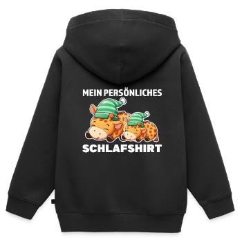 Schlafshirt Giraffe Schlafanzug Geschenk - Kinder Premium Organic Zip Hoodie - Schwarz - Hinten - AI Model Kid Male (0cm)