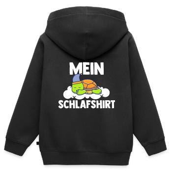 Schlafshirt Schildkröte Schlafanzug Geschenk - Kinder Premium Organic Zip Hoodie - Schwarz - Hinten - AI Model Kid Male (0cm)
