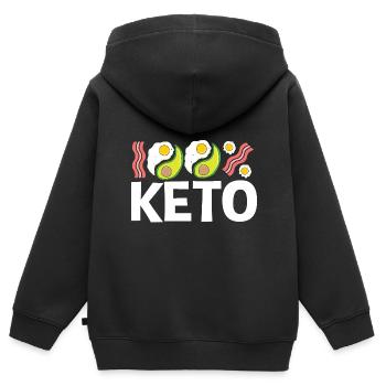 Régime Keto - Sweat Premium à capuche zippé enfant bio - noir - Dos - AI Model Kid Male (0cm)