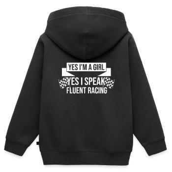 Rennstrecken Prinzessin Motorsport - Kinder Premium Organic Zip Hoodie - Schwarz - Hinten - AI Model Kid Male (0cm)