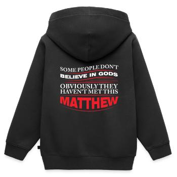 Vorname Matthew Geburtsname Geschenk - Kinder Premium Organic Zip Hoodie - Schwarz - Hinten - AI Model Kid Male (0cm)