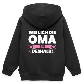 Oma Großmutter Omi Geschenk - Kinder Premium Organic Zip Hoodie - Schwarz - Hinten - AI Model Kid Male (0cm)