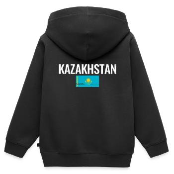 Kazakhstan Kazakh flag Kazakhstan - Kids Premium Organic Zip-up Hoodie - black - Back - AI Model Kid Male (0cm)