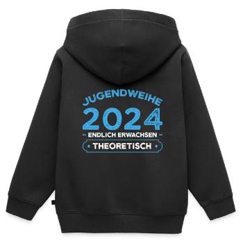 Jugendweihe 2024 Jugend Konfirmation Geschenk - Kinder Premium Organic Zip Hoodie - Schwarz - Hinten - AI Model Kid Male (0cm)